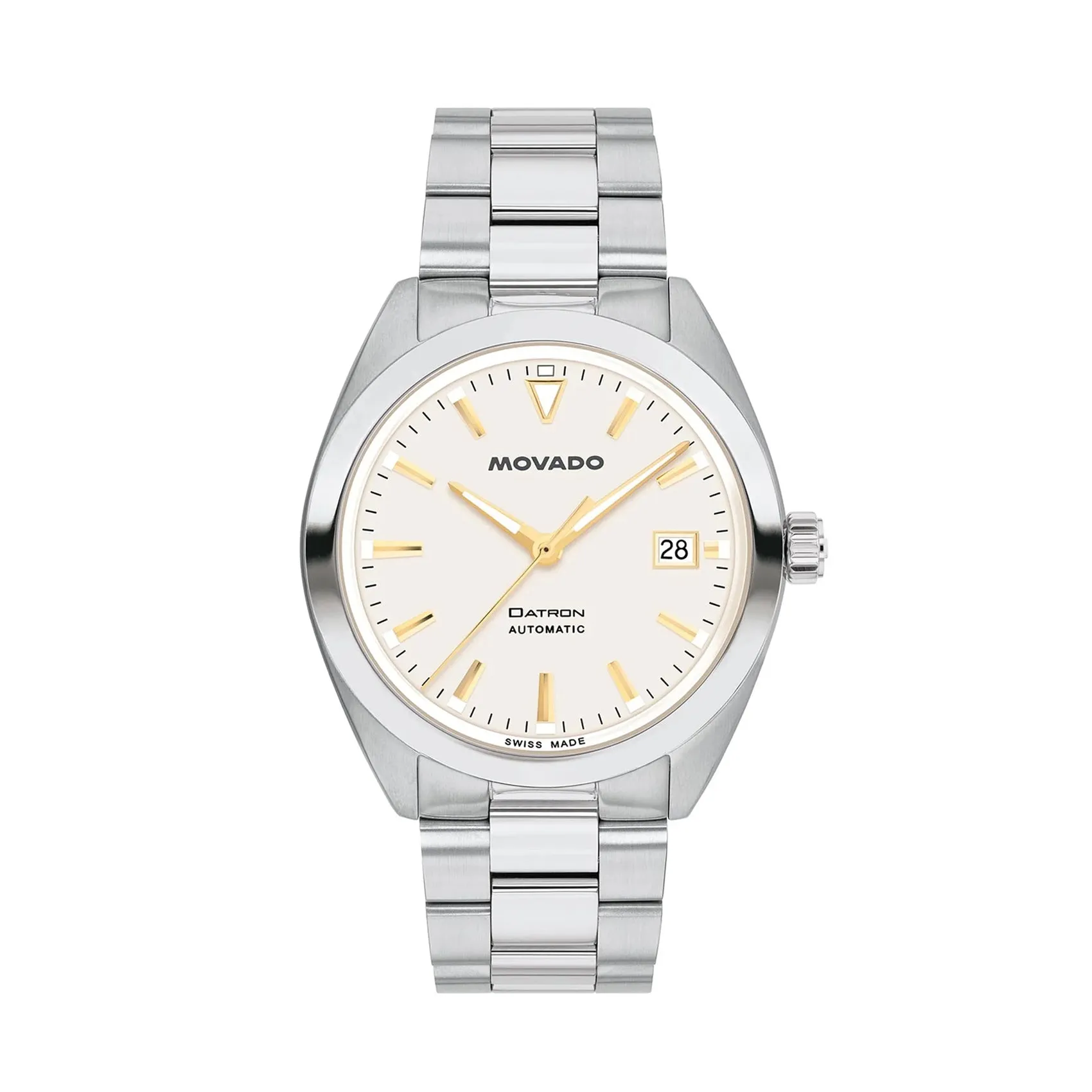 Movado Bold Men's Watch Silver Tone Case White Dial Automatic