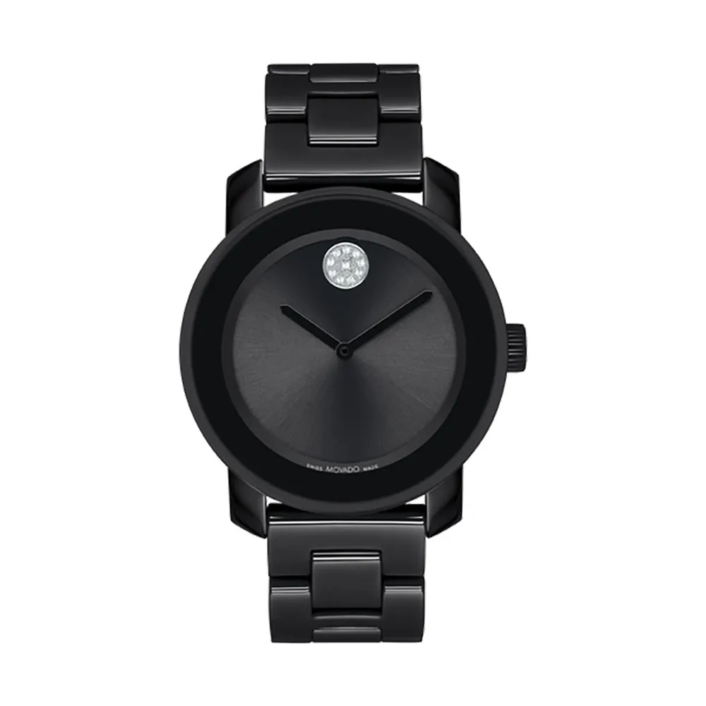 Movado Bold Women's Watch Black Tone Case Quartz