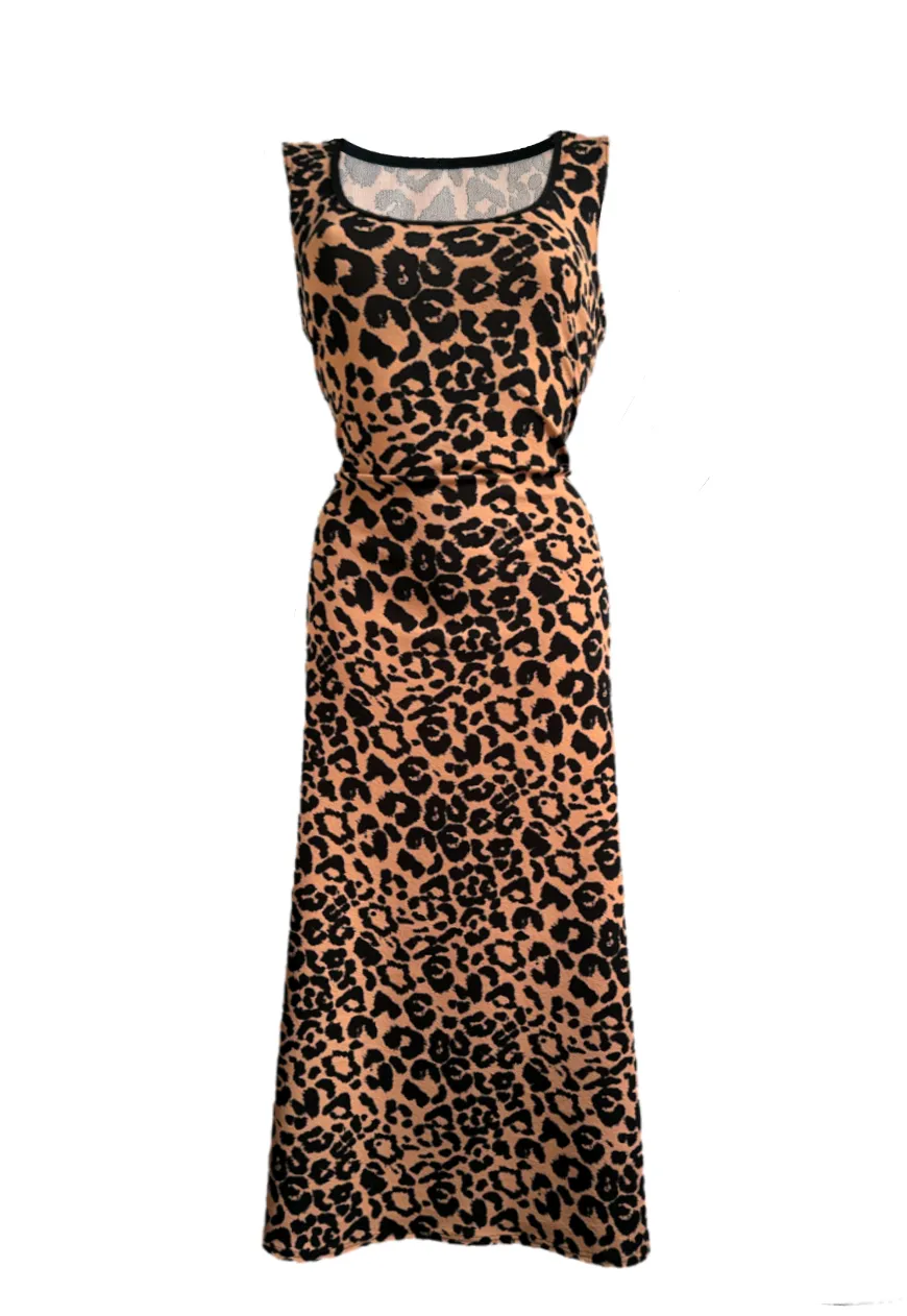 MULTIWAY BROWN LEOPARD CINCH MAXI DRESS