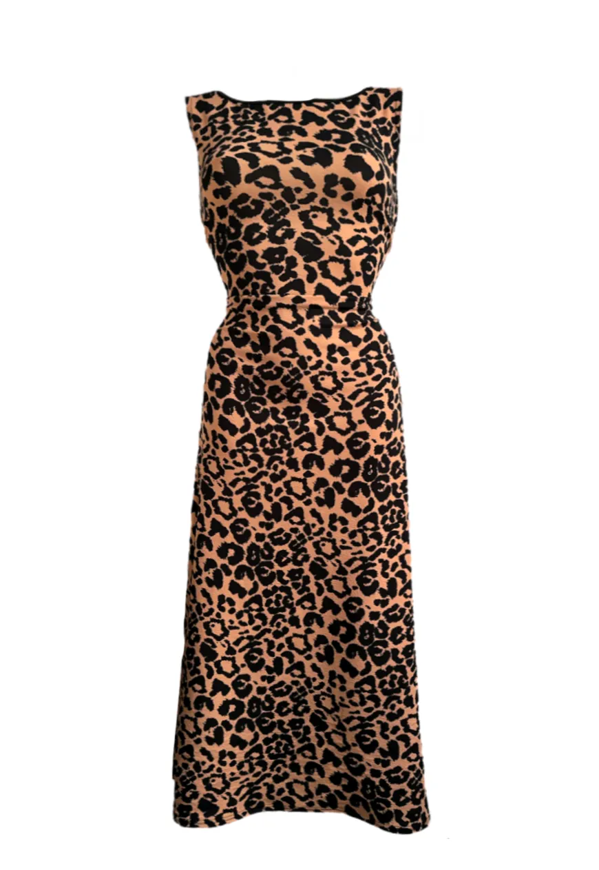 MULTIWAY BROWN LEOPARD CINCH MAXI DRESS