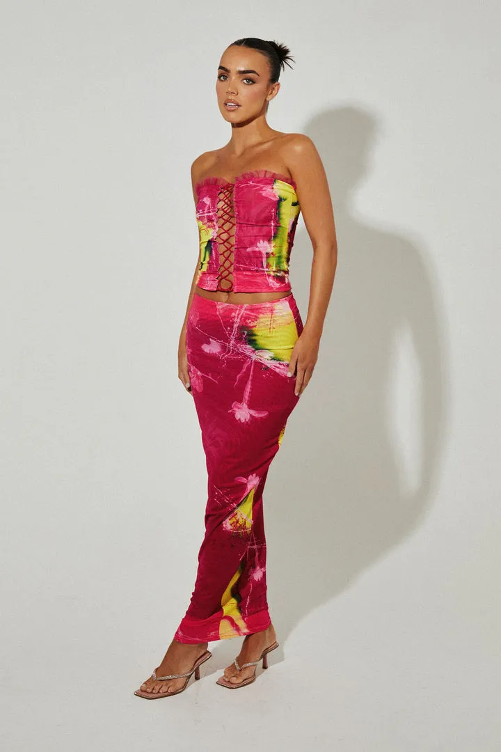 Murci - Sour Print Lace Up Mesh Set