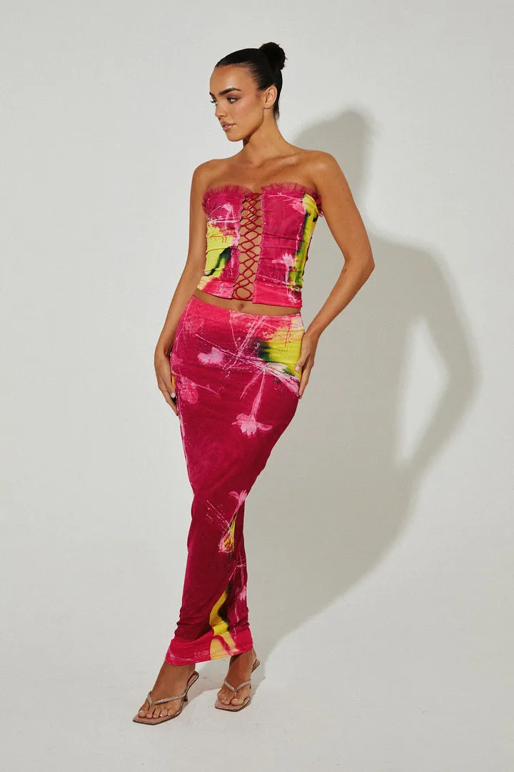 Murci - Sour Print Lace Up Mesh Set