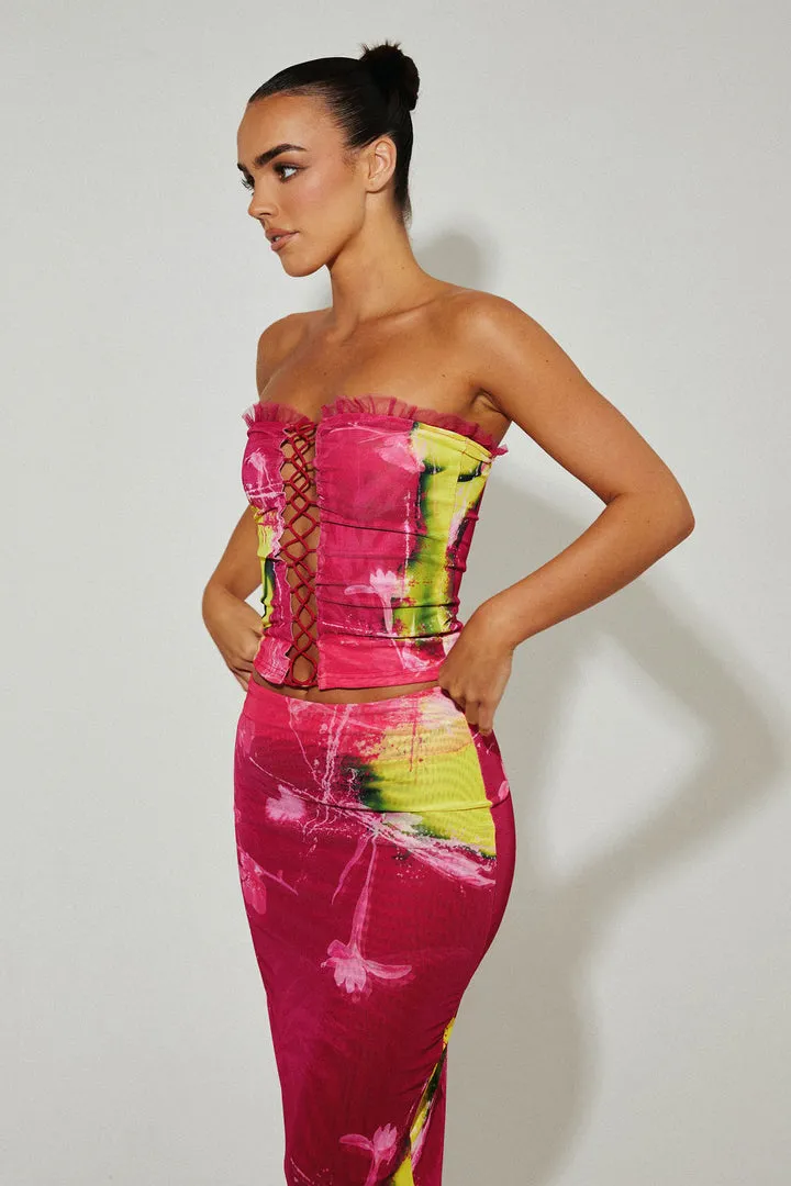 Murci - Sour Print Lace Up Mesh Set