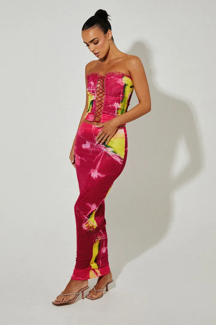 Murci - Sour Print Lace Up Mesh Set