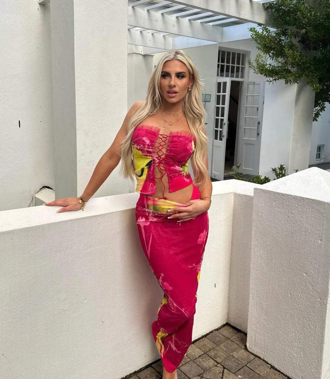 Murci - Sour Print Lace Up Mesh Set