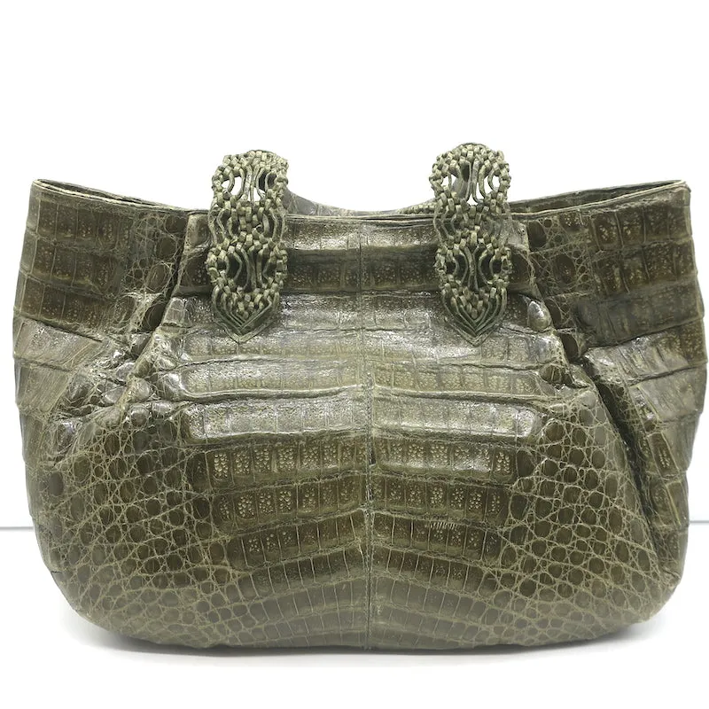 Nancy Gonzalez Crocodile Medium Shoulder Bag Olive Green