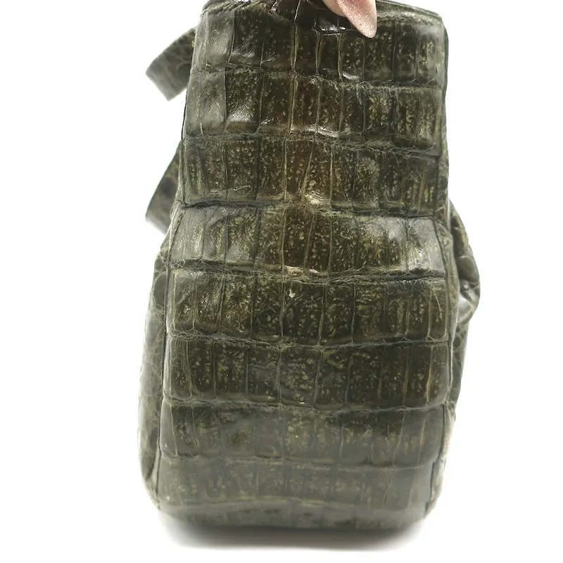 Nancy Gonzalez Crocodile Medium Shoulder Bag Olive Green