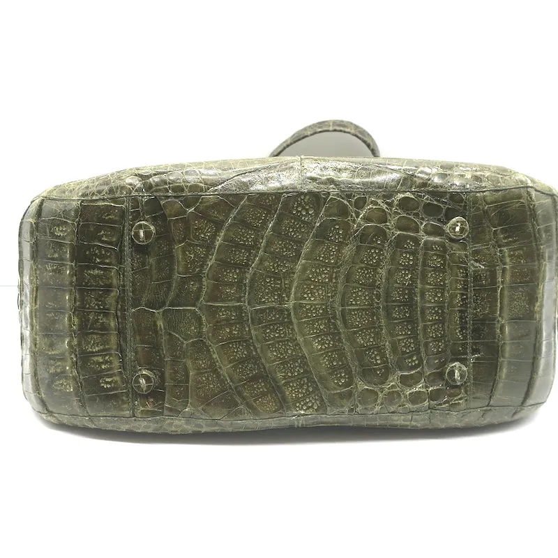 Nancy Gonzalez Crocodile Medium Shoulder Bag Olive Green