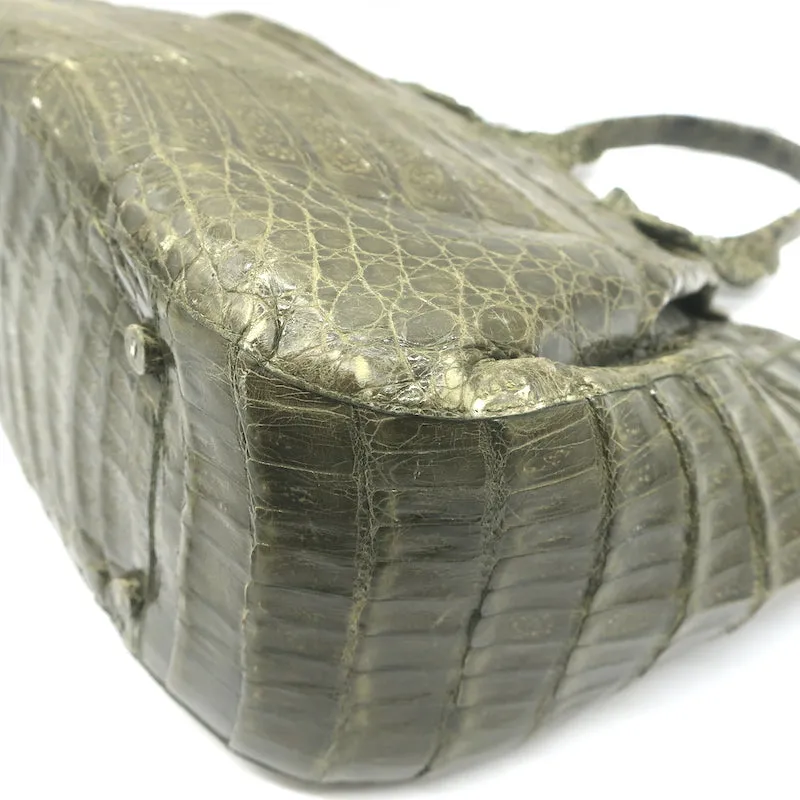 Nancy Gonzalez Crocodile Medium Shoulder Bag Olive Green