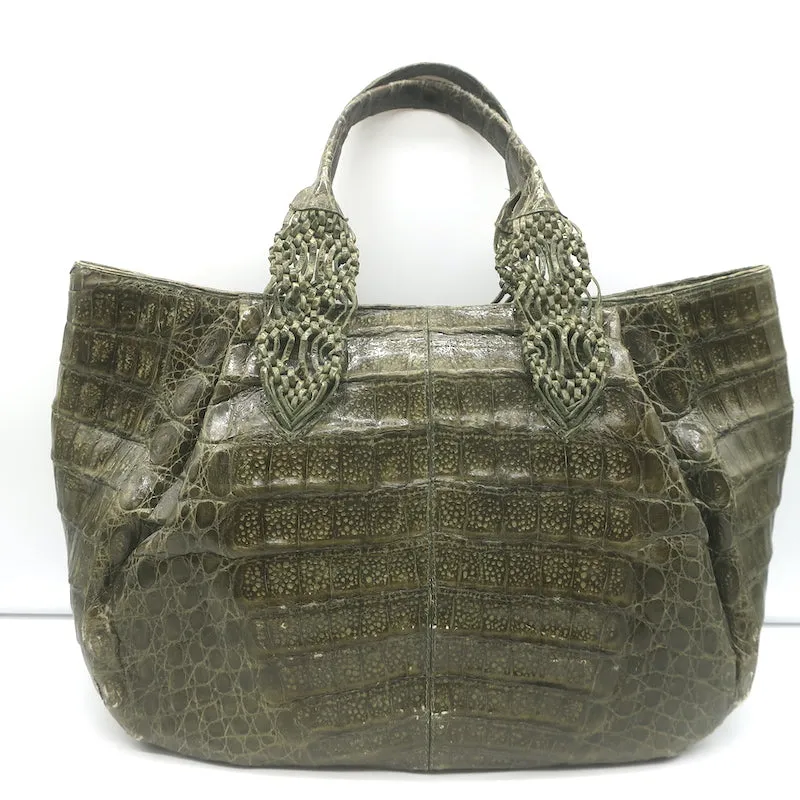 Nancy Gonzalez Crocodile Medium Shoulder Bag Olive Green