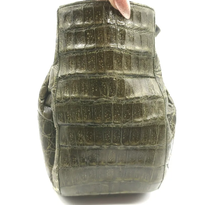 Nancy Gonzalez Crocodile Medium Shoulder Bag Olive Green