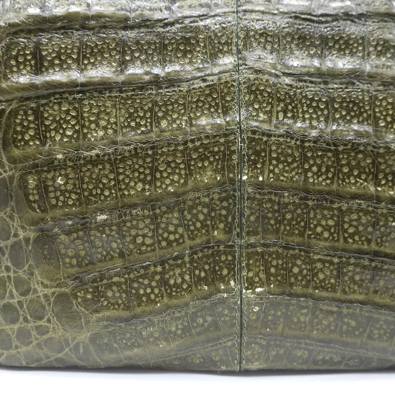 Nancy Gonzalez Crocodile Medium Shoulder Bag Olive Green