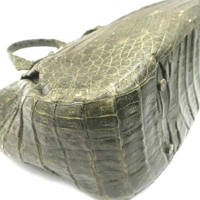 Nancy Gonzalez Crocodile Medium Shoulder Bag Olive Green