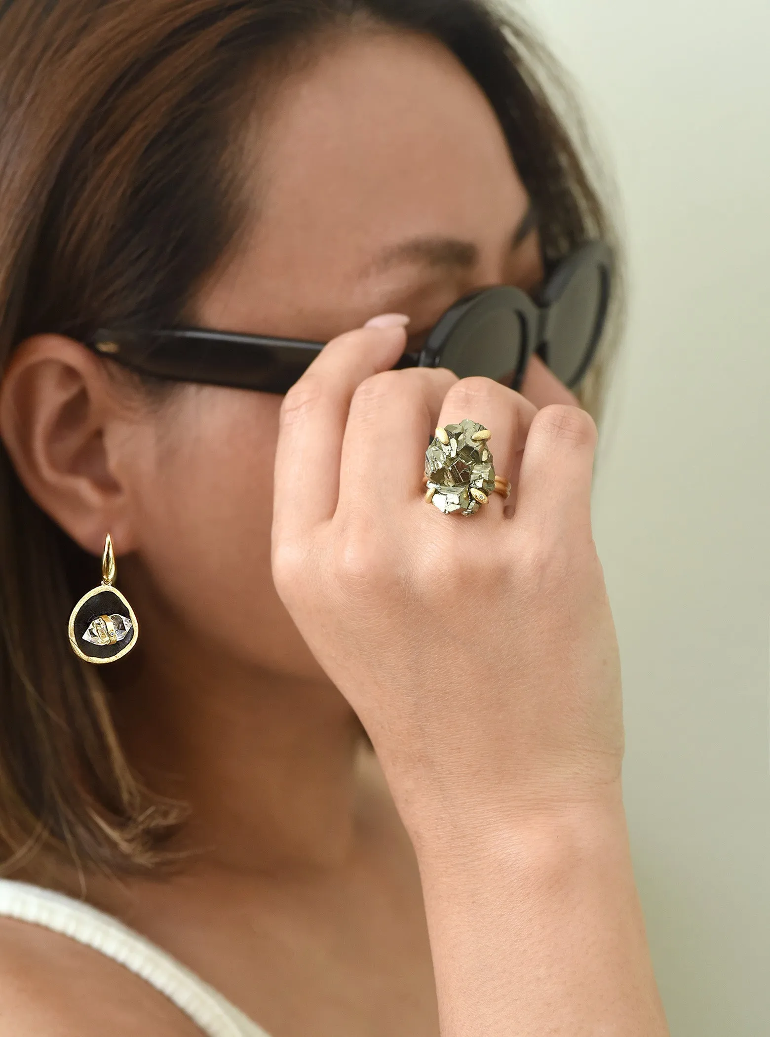 Nature Pyrite Specimen Edgy Ring