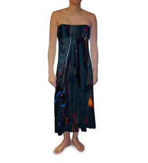 Navy Speckled Liquid Maxi Skirt