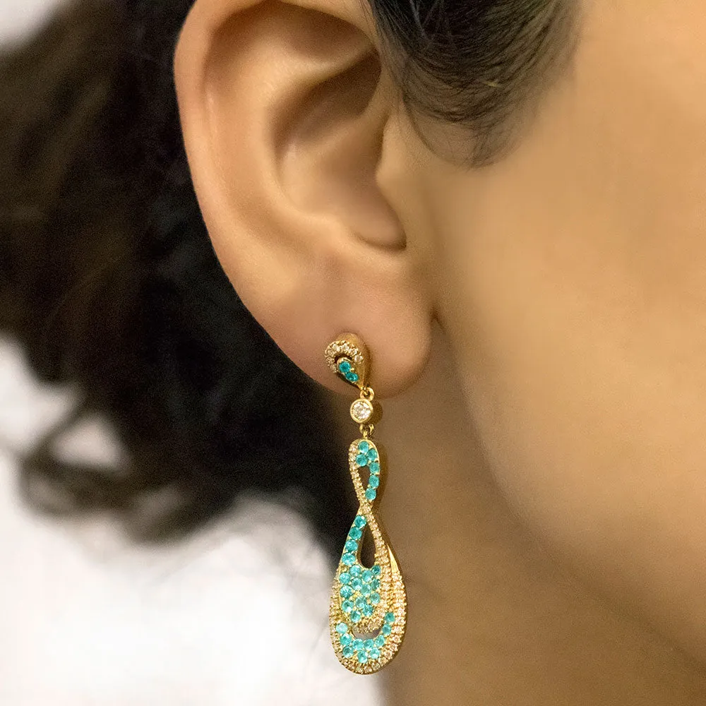 Neon Rain - 18K Yellow Gold Natural Paraiba Tourmaline Earring