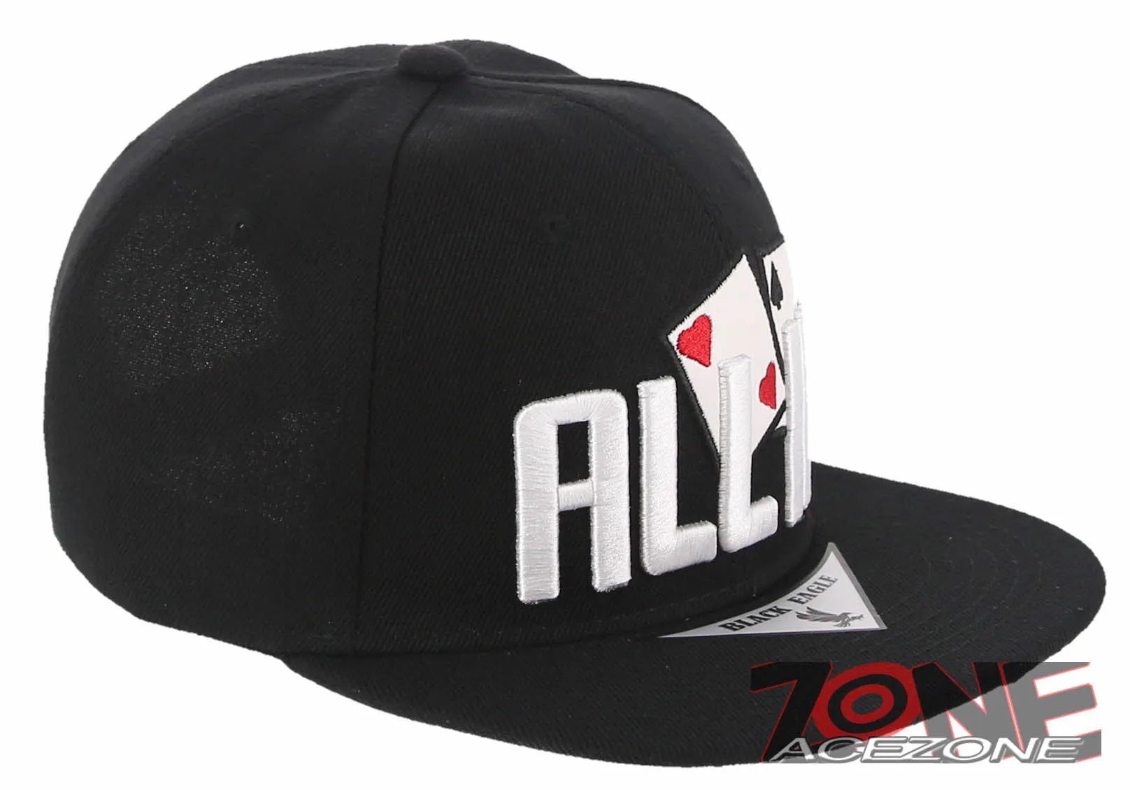 NEW! ALL IN POKER TEXAS HOLD'EM FLAT BILL SNAPBACK BASEBALL CAP HAT BLACK