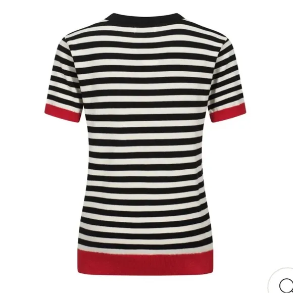 NEW Retro Styled Knitted Top with Black Stripes and Heart sz M