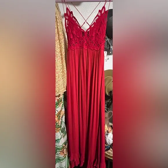 NWT Free People • FP One Adella maxi slip dress  Red