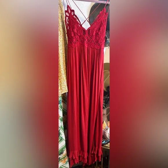 NWT Free People • FP One Adella maxi slip dress  Red