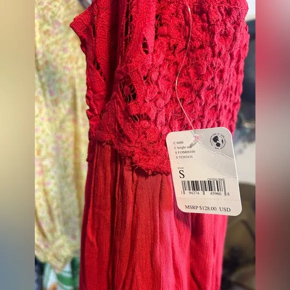 NWT Free People • FP One Adella maxi slip dress  Red