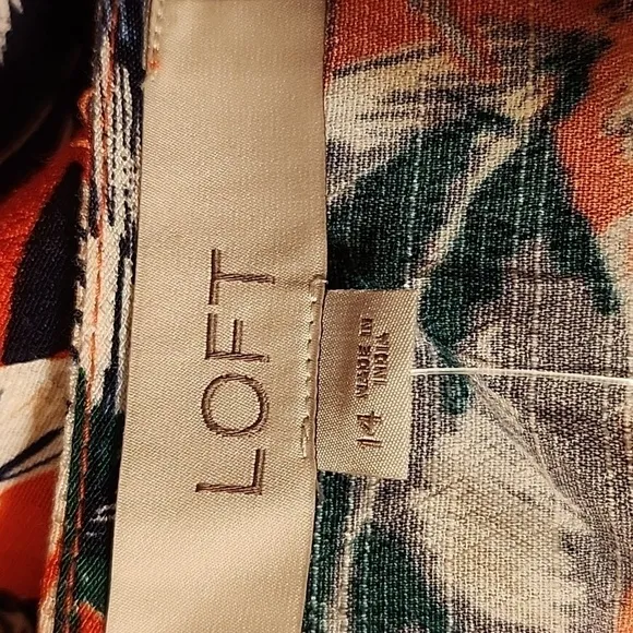 NWT Loft women's red multi floral buttons down belted shirt maxi dress L