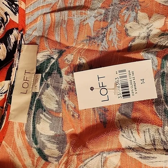 NWT Loft women's red multi floral buttons down belted shirt maxi dress L
