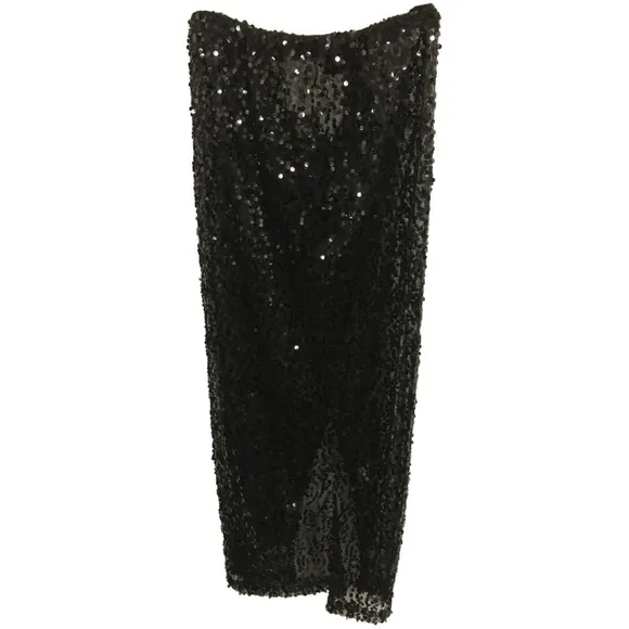 NWT Millau Black Full Sequin Sheer Maxi Skirt