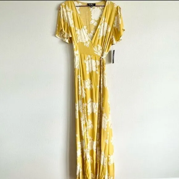 NWT Lulu’s Heart of Marigold Maxi Dress XS in Yellow Floral
