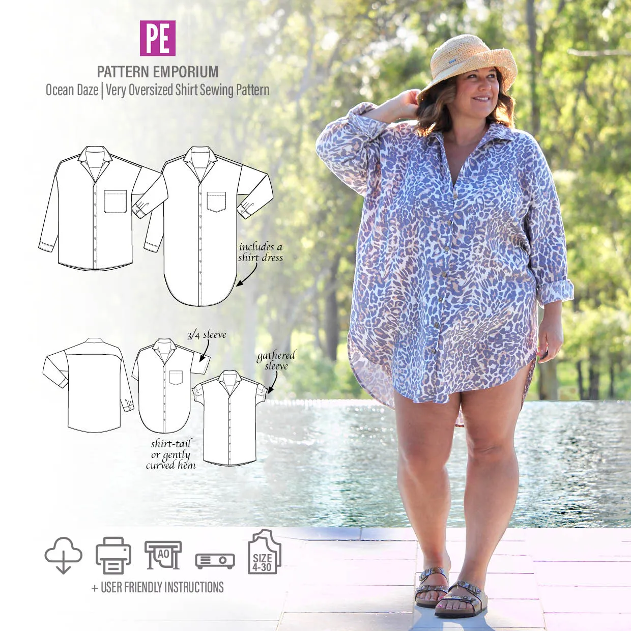 Ocean Daze | Very Oversized Shirt Sewing Pattern