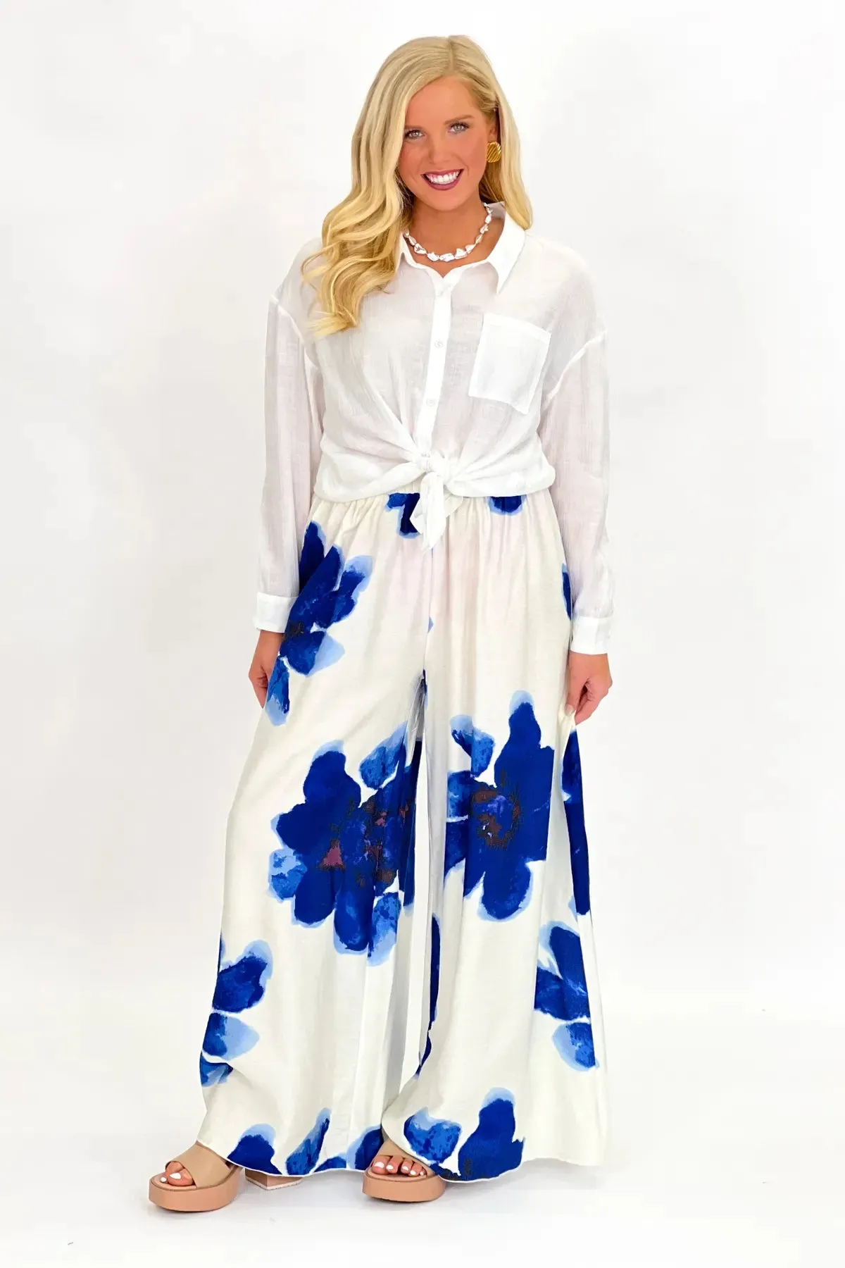 Off White Button Up Long Sleeve Top