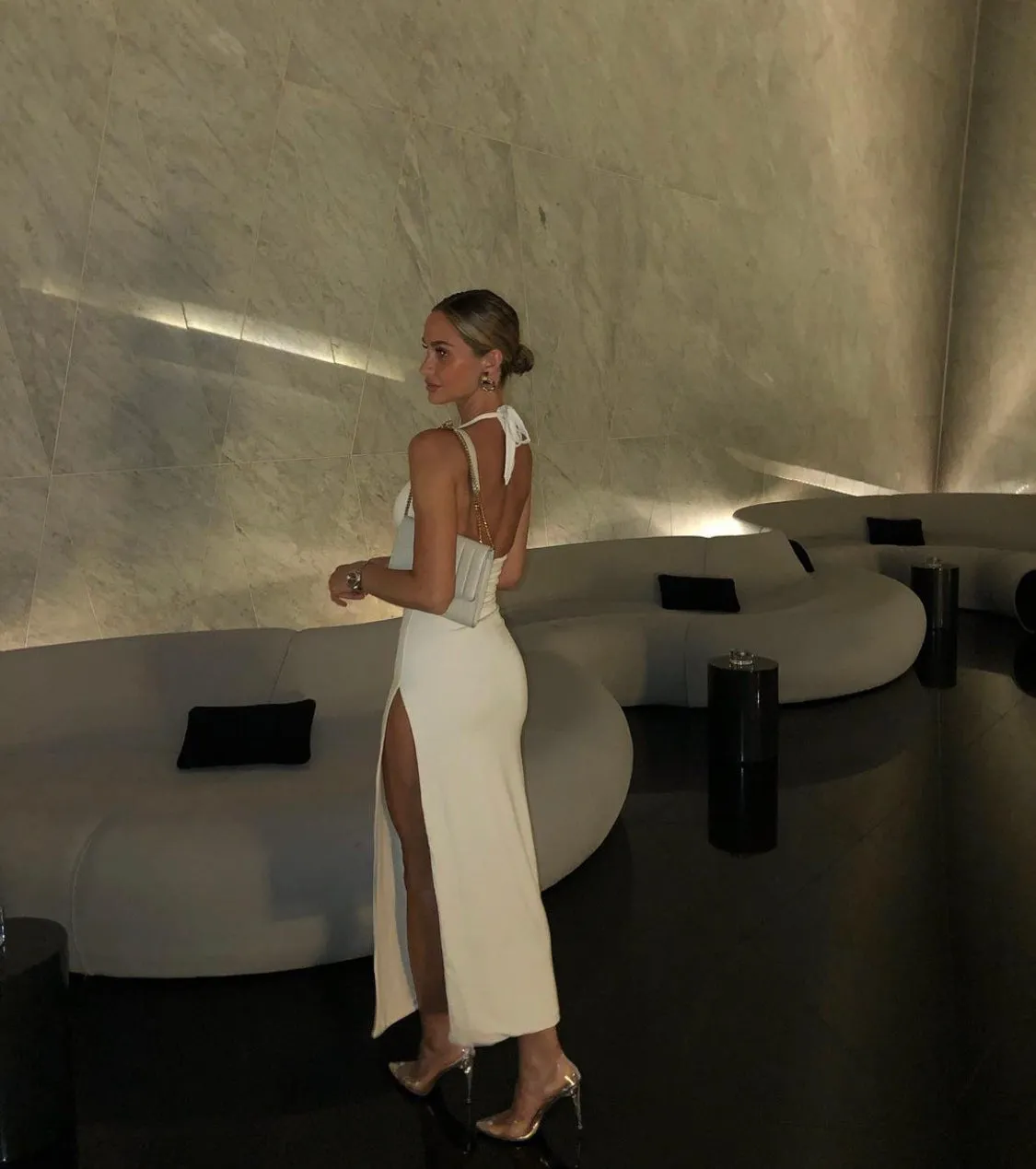 Oh Polly - Mei Halter Maxi in Ivory