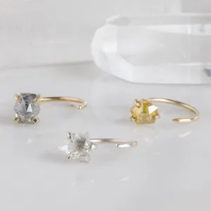 One of a Kind Geometric Diamond Huggie Stud | 14K Gold
