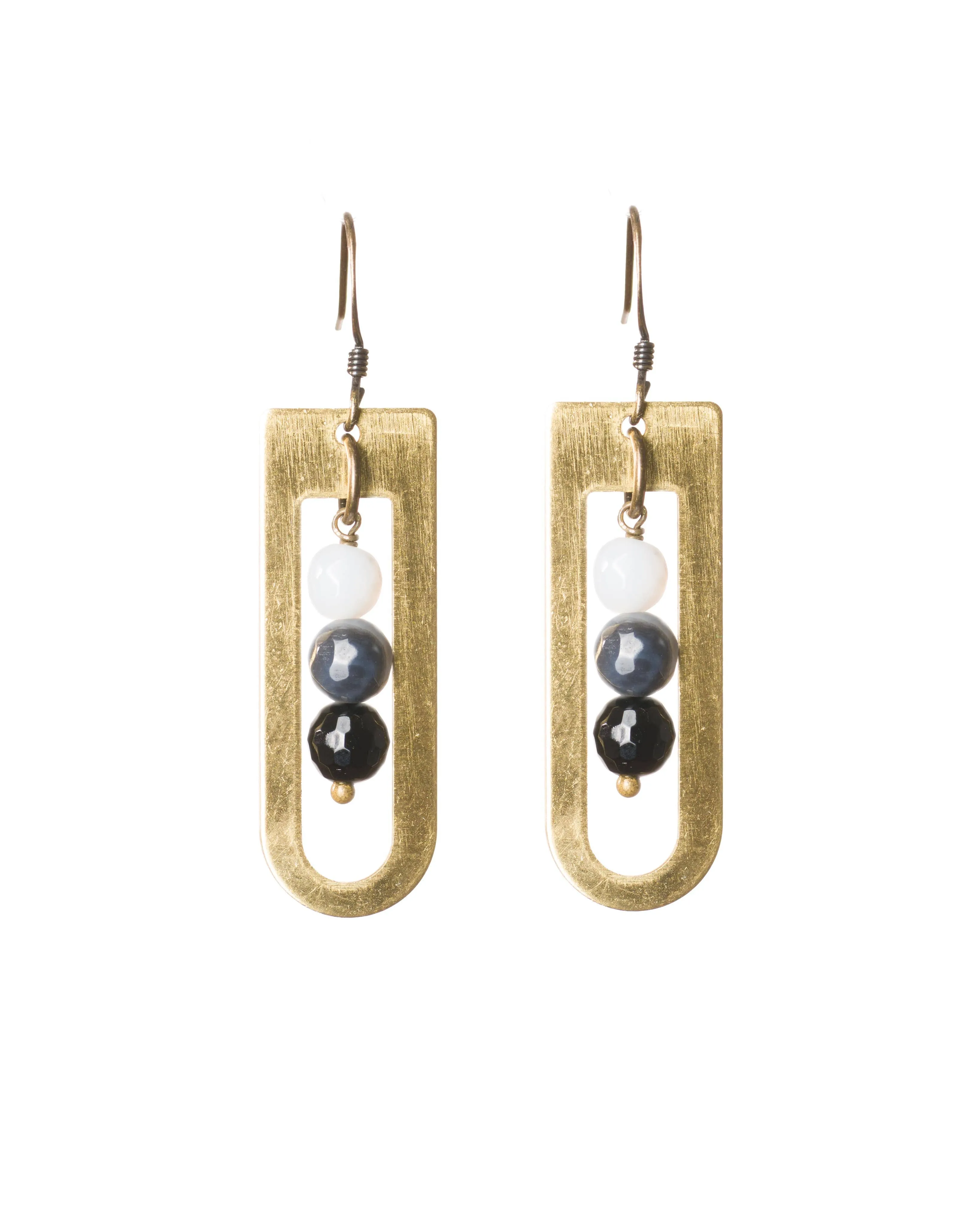 Onyx Cream and Gray Modern Earrings