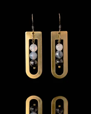 Onyx Cream and Gray Modern Earrings