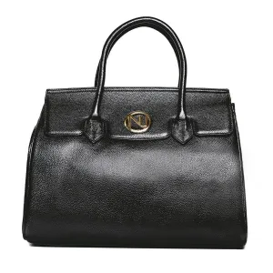 Ophelia Handbag in Black Pebble Leather