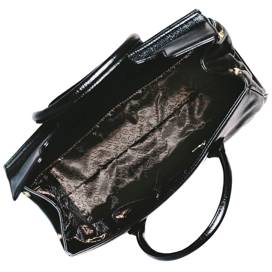 Ophelia Handbag in Black Pebble Leather