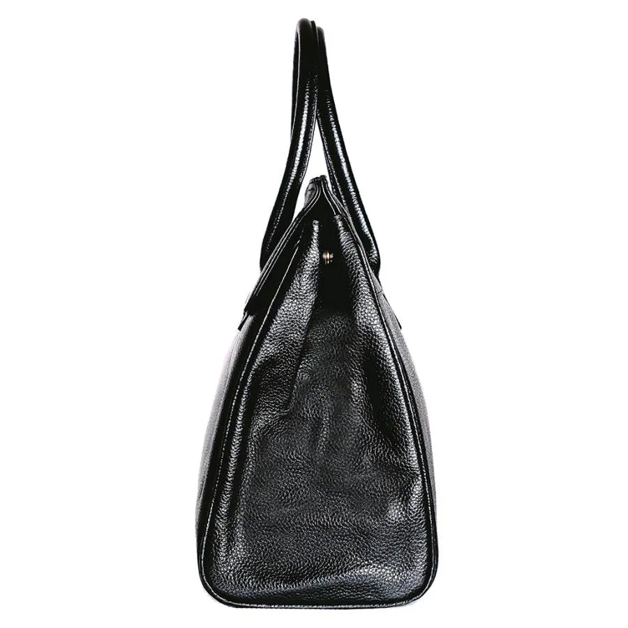 Ophelia Handbag in Black Pebble Leather
