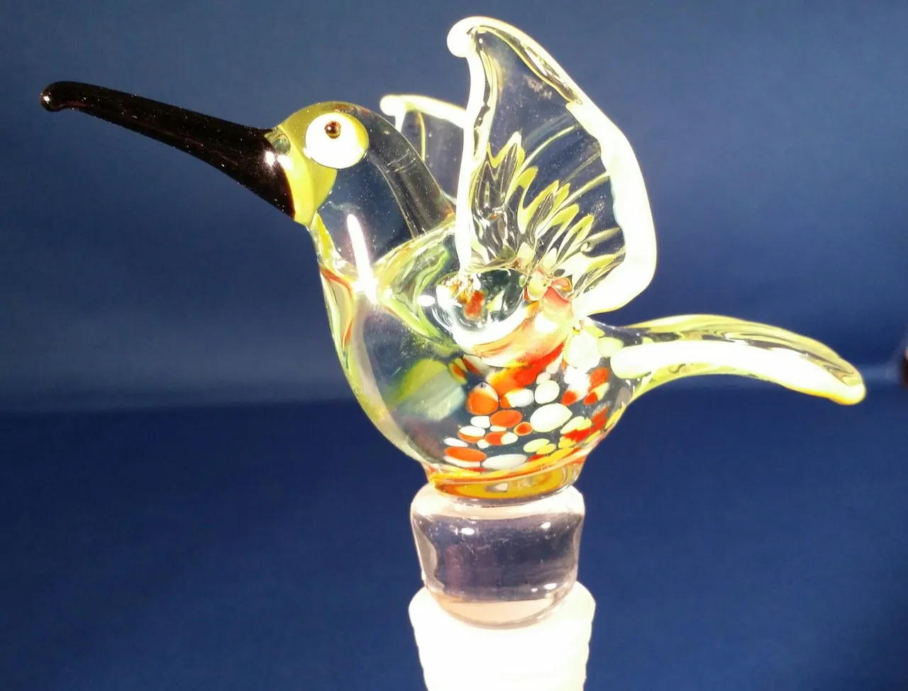 Orange Hummingbird Hand Crafted Bottle Stopper