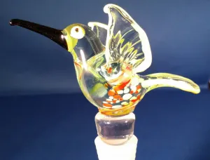 Orange Hummingbird Hand Crafted Bottle Stopper