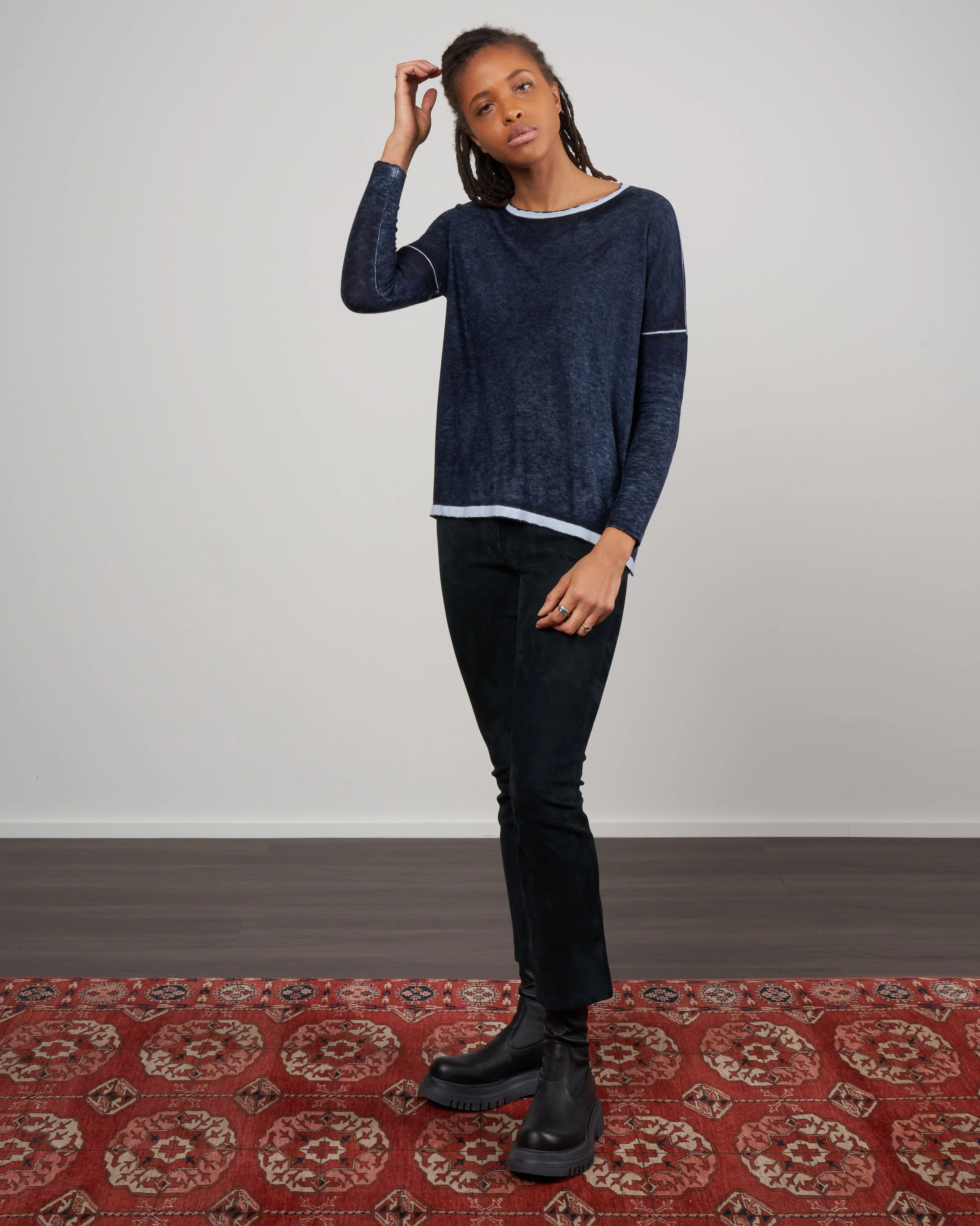 overdyed boxy sweater - denim