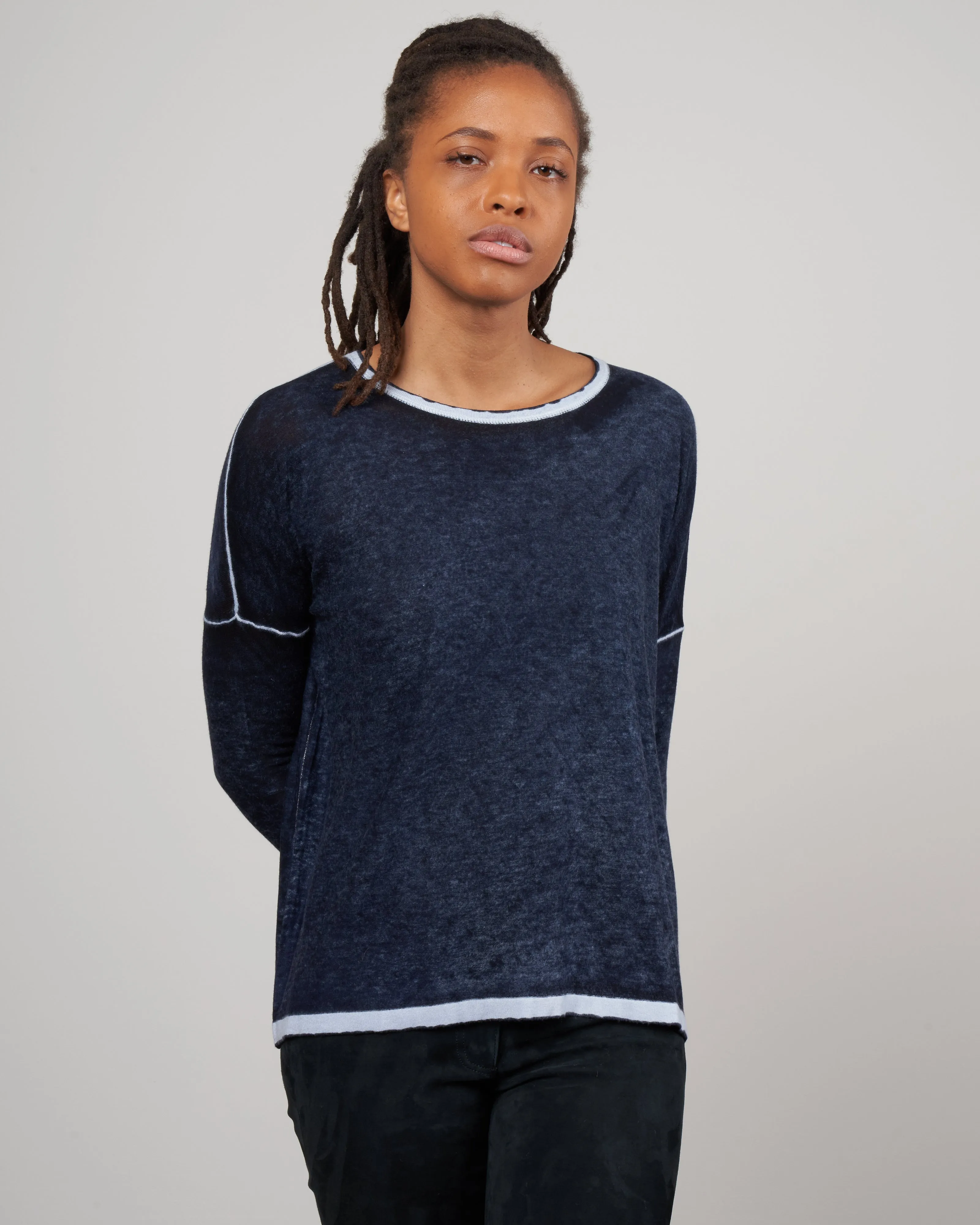 overdyed boxy sweater - denim