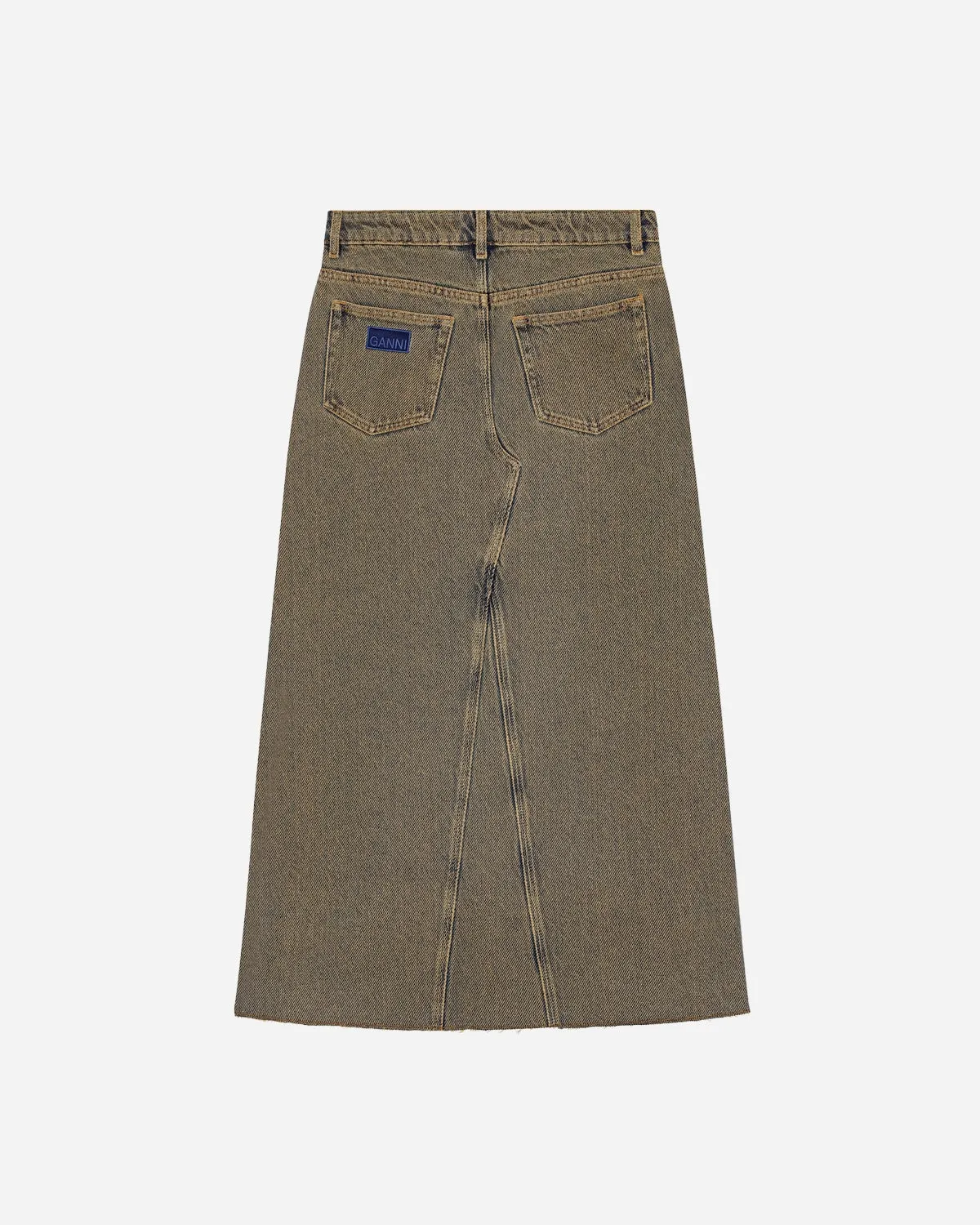 Overdyed Heavy Denim Maxi Skirt - Shitake