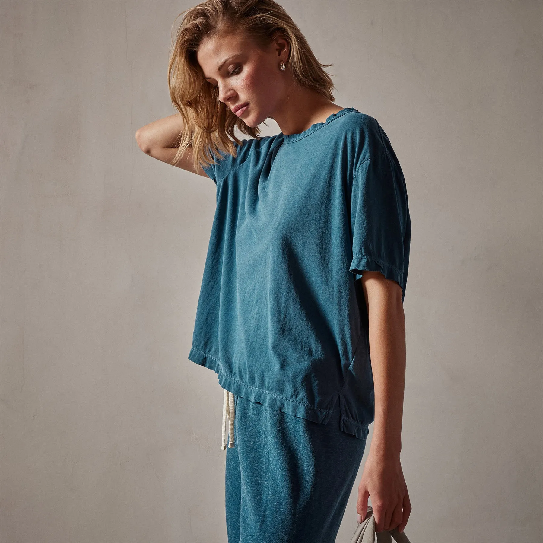 Oversized Boxy Tee - Teal Pigment
