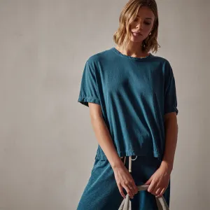 Oversized Boxy Tee - Teal Pigment