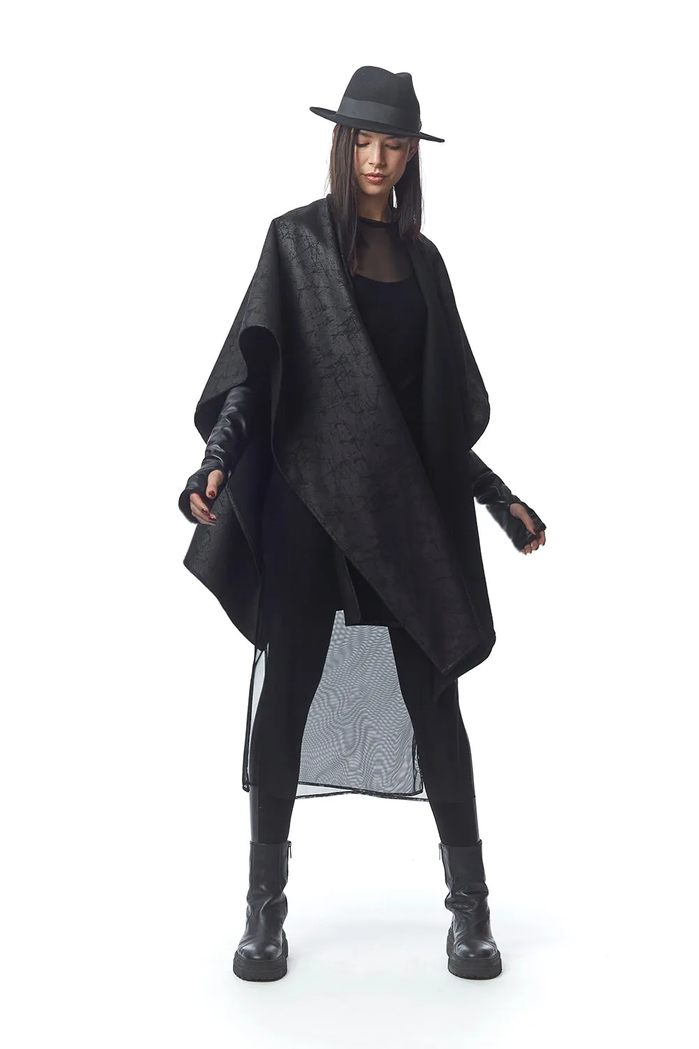Padova Poncho Nero Crackle   Abstract Threaded