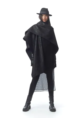 Padova Poncho Nero Crackle   Abstract Threaded
