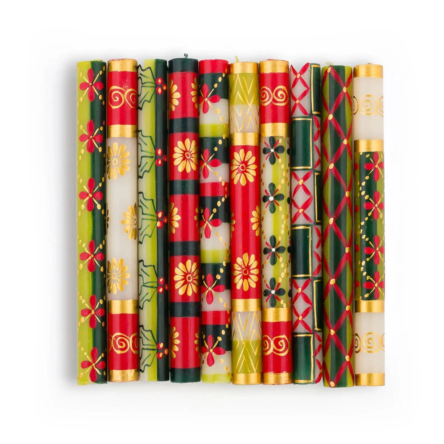 Pair of Hand Crafted Dinner Candles, Christmas