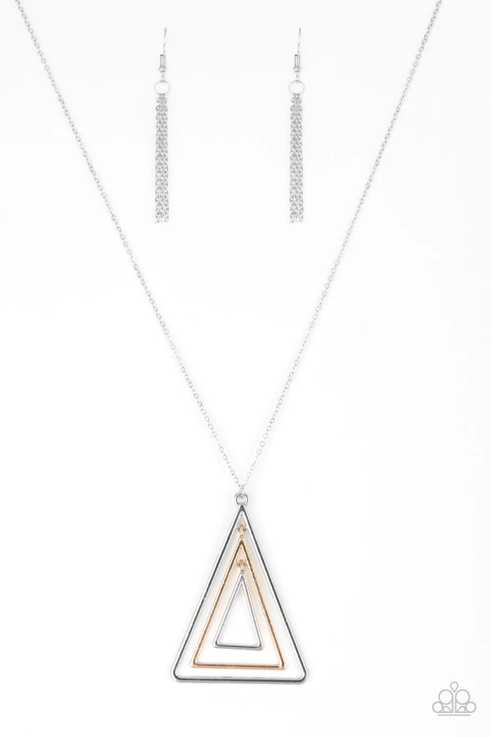 Paparazzi Accessories - TRI Harder - Silver Necklace