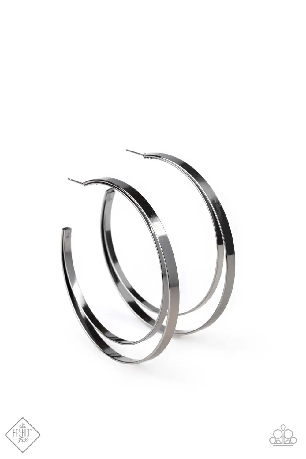 Paparazzi Moon Child Metro - Black Hoop Earrings